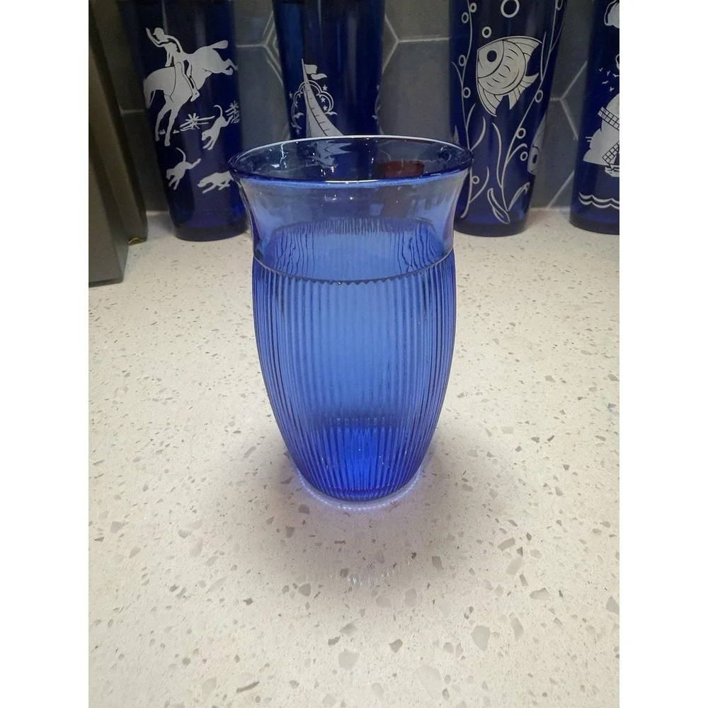 Hazel Atlas Fine Rib Cobalt Blue 4